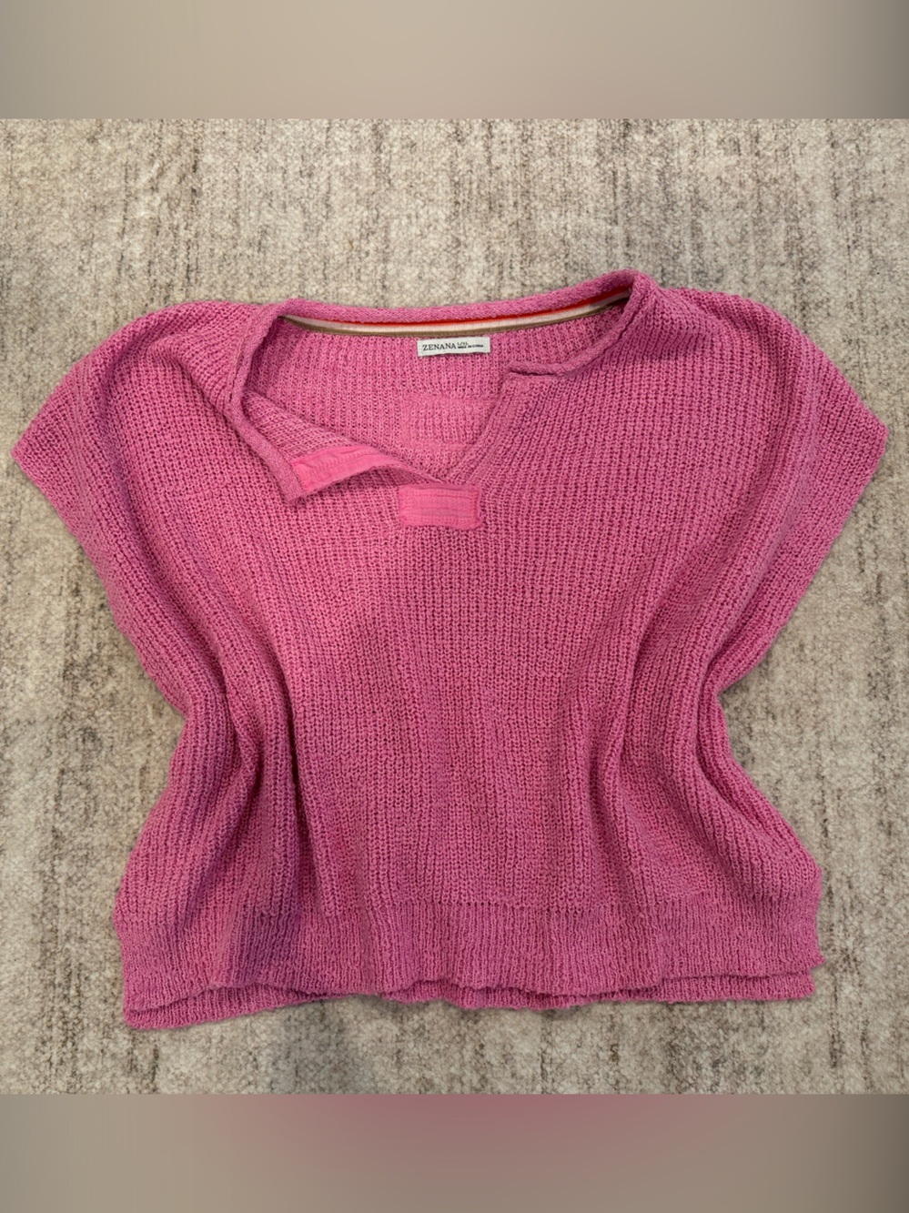 Zenana Outfitters Pink Scoop-Neck Lightweight Knit Top